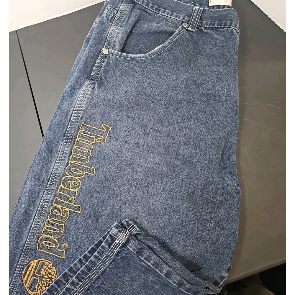 Timberland Embroidered Denim Jean Shorts Mens Sz 40 Baggy Vintage Y2K Hip Hop